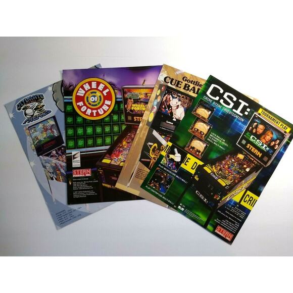 Pinball Flyers Lot Of 4 CSI Cue Ball Wizard Wheel Of Fortune Ultimate Golf #70 - Picture 1 of 2